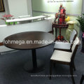 Muito sólida madeira folheada moderna redonda mesa de jantar de nogueira em alta qualidade